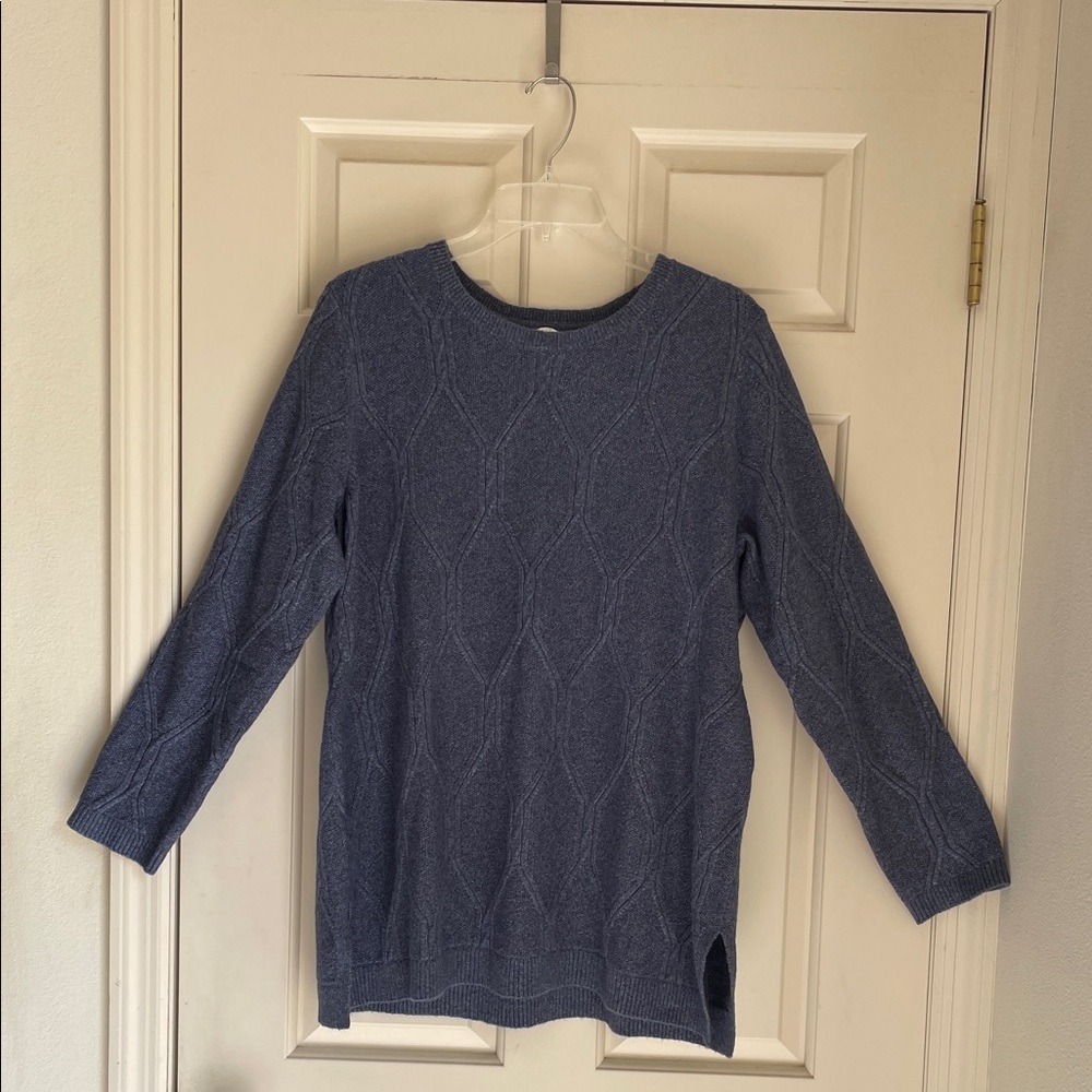 J. Jill Petite Heathered Grayish Blue Knit Sweater size LP
